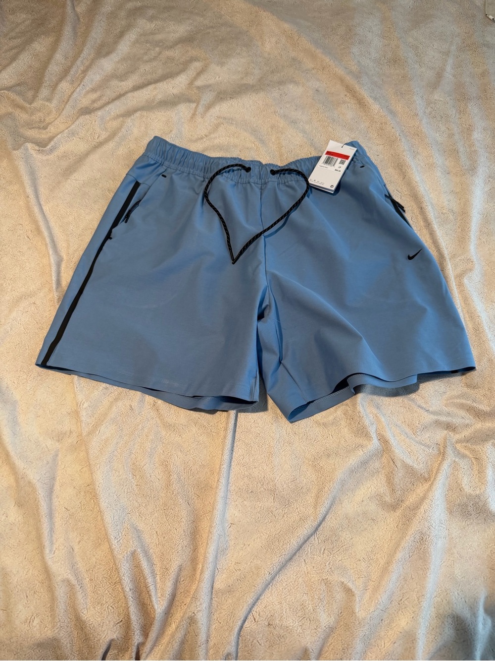 Nike Sky Blue Men's Athletic Shorts with Black Drawcord